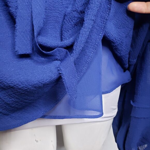 Jane and Delancey boho gauzy flowy top Large blue - Picture 5 of 8